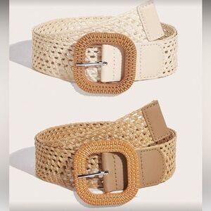 2 Woven Minimalist Beige and Tan Belt